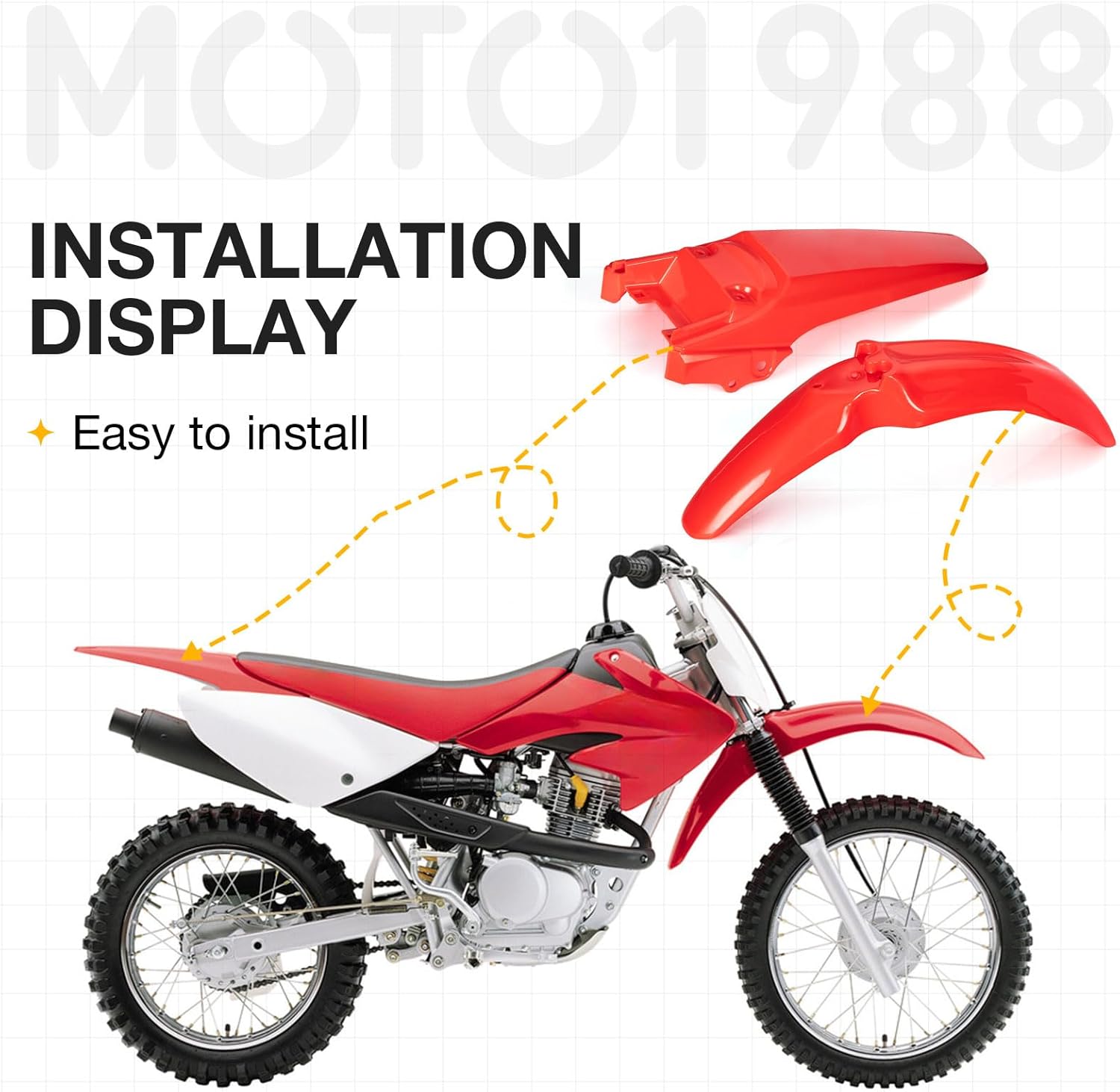 Front Rear Plastic Mud Guards Red for Honda CRF 80 100 CRF80F CRF100F 2004 2005 2006 2007 2008