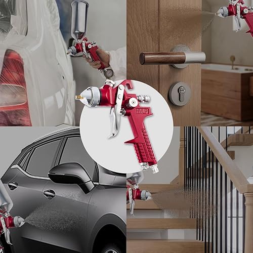 Miniatura 6 de HVLP - Pistola pulverizadora de pintura automática, pistola de pulverización de aire con boquillas de 1.41.70.079 in, capacidad de 33.8 fl oz y