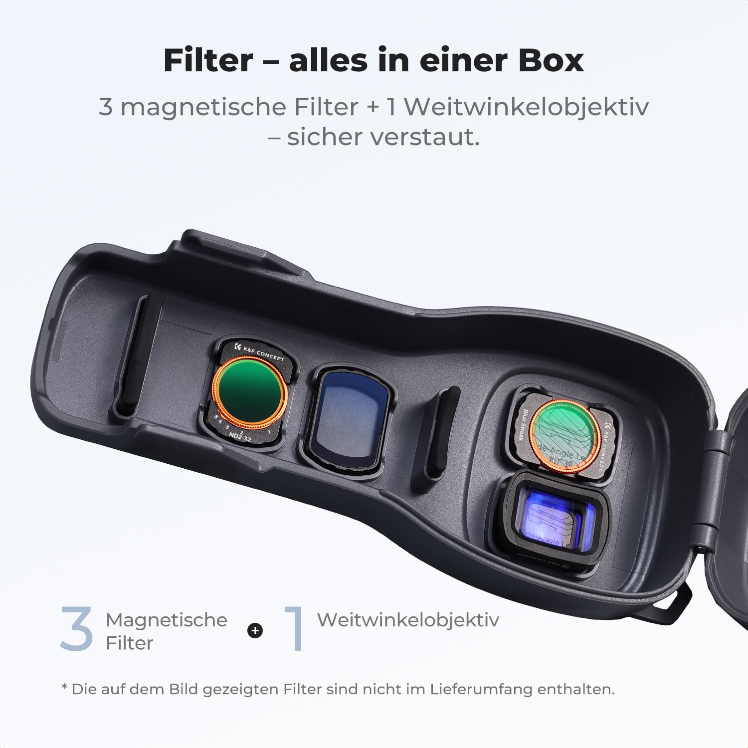 K&F CONCEPT PT61 Schutzhülle kompatibel mit DJI Osmo Pocket 4 mit Filteraufbewahrung, Hartschale mit weichem Innenfutter, speziell für Pocket 4 entwickelt & leicht zu öffnen/schließen(Schwarz)