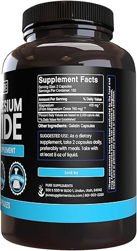 Miniatura 4 de Ingredientes originales puros, óxido de magnesio, sin magnesio o rellenos de arroz, siempre puro, verificado en laboratorio (365 cápsulas)