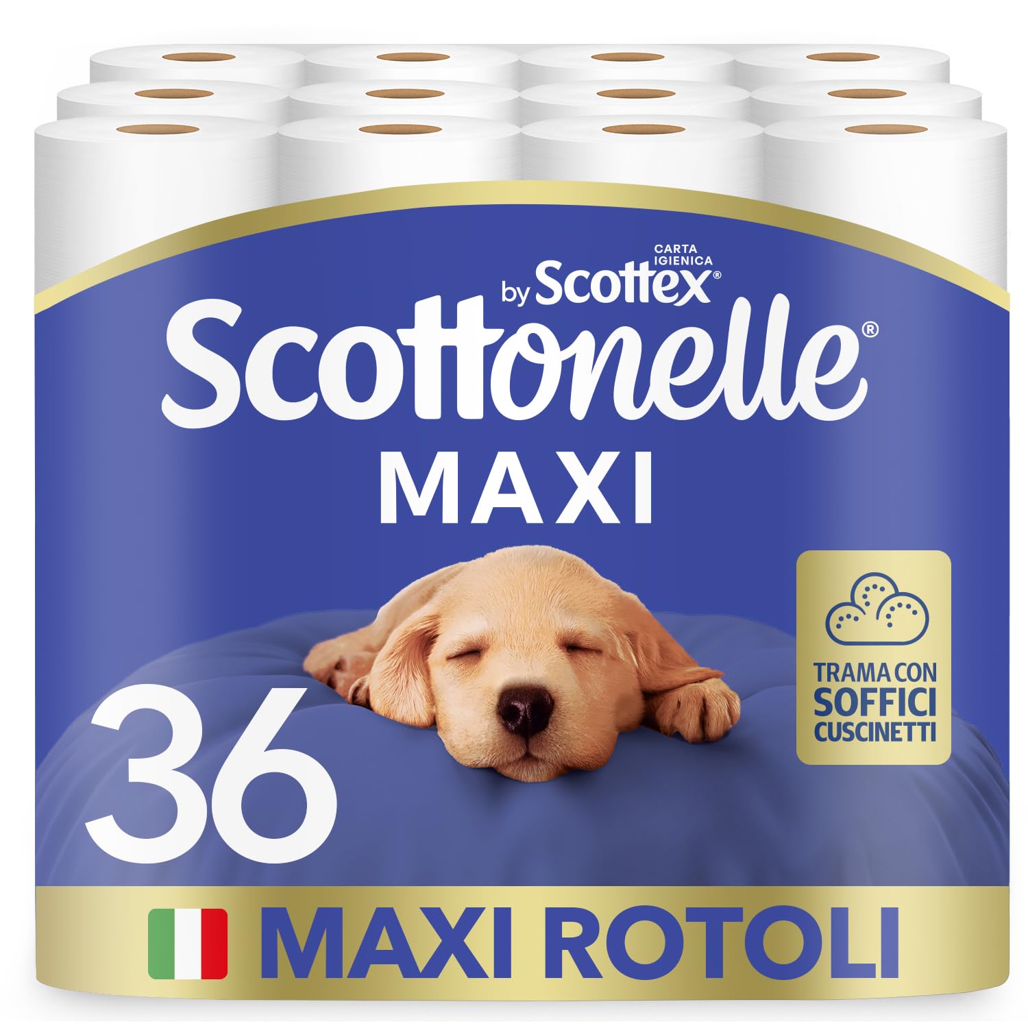 Scottonelle Carta Igienica, Morbida e Resistente, Dermatologicamente testata, 36 Rotoli Maxi