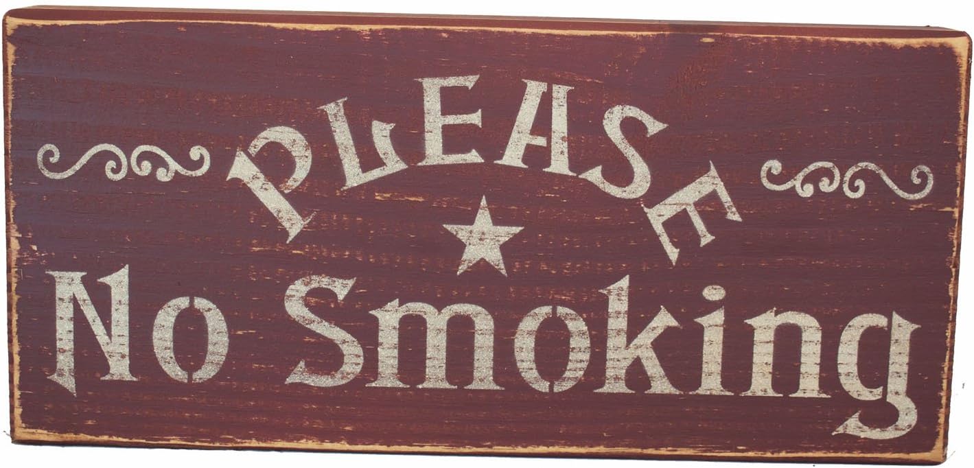 Please No Smoking Distressed Wood Block