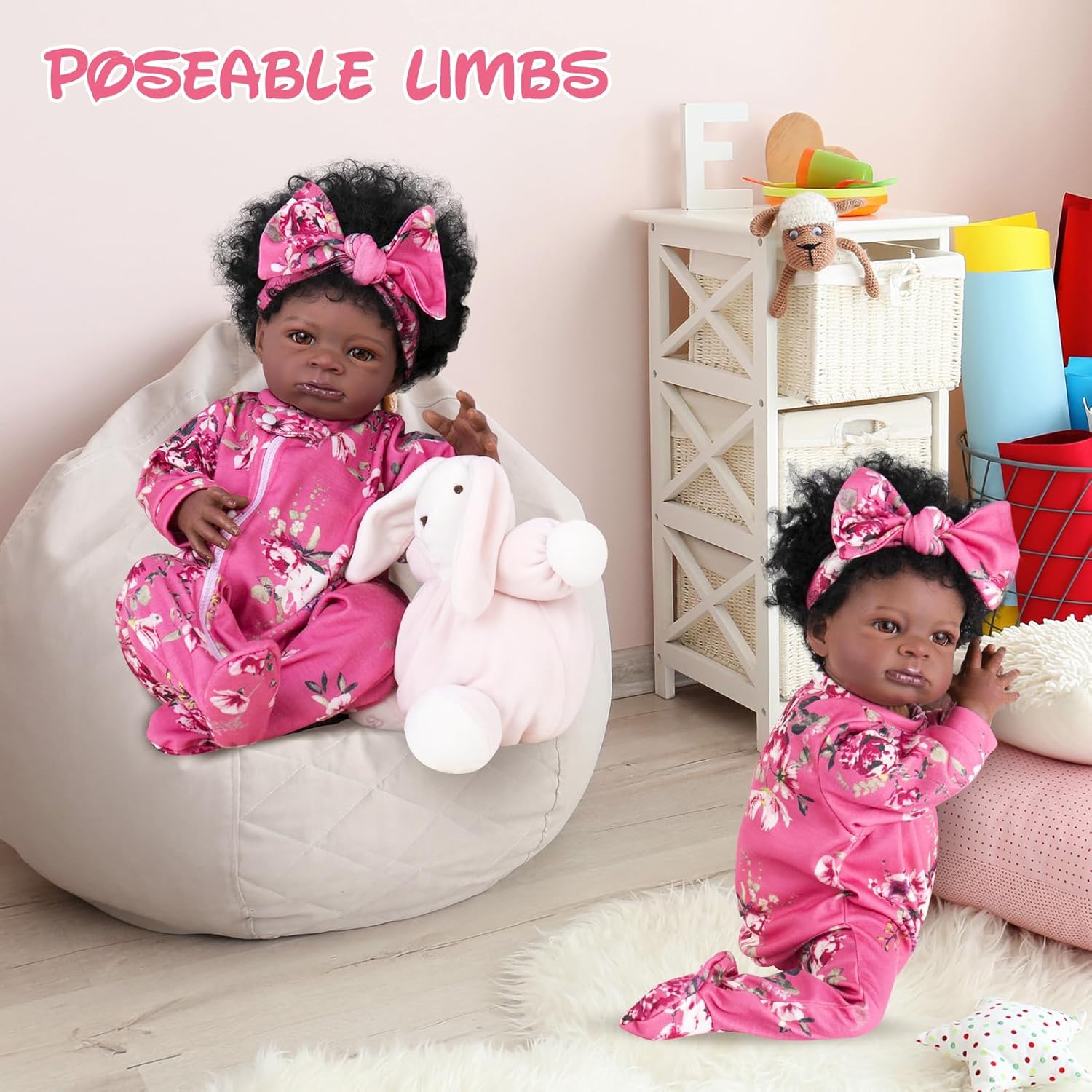 Aori Reborn Baby Dolls Black Girl - 20-inch Black American Realistic Newborn Doll with Feeding Accessories, Great Gift Set for Kids 3+, Grand-Parents, Collectors