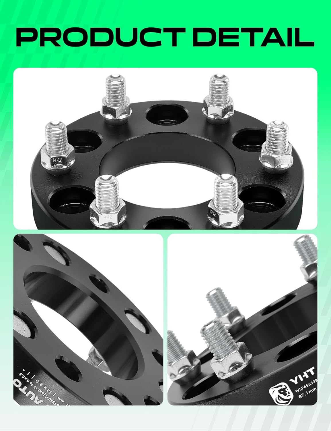 YHTAUTO 6x135 mm to 6x5.5 Wheel Adapters 1" Compatible with Ford F-150 Expedition & Lincoln Mark LT Navigator, Tire Adapters w/M14x2 & 12.9 Grade Studs, 87.1mm Center Bore 6 Lug 4PCS