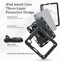 Vista 5 de Funda para iPad mini 7 A17 Pro/iPad mini 6 de 8.3 pulgadas, funda para iPad mini de 7ª/6ª generación (2024/2021) con soporte para lápiz/soporte