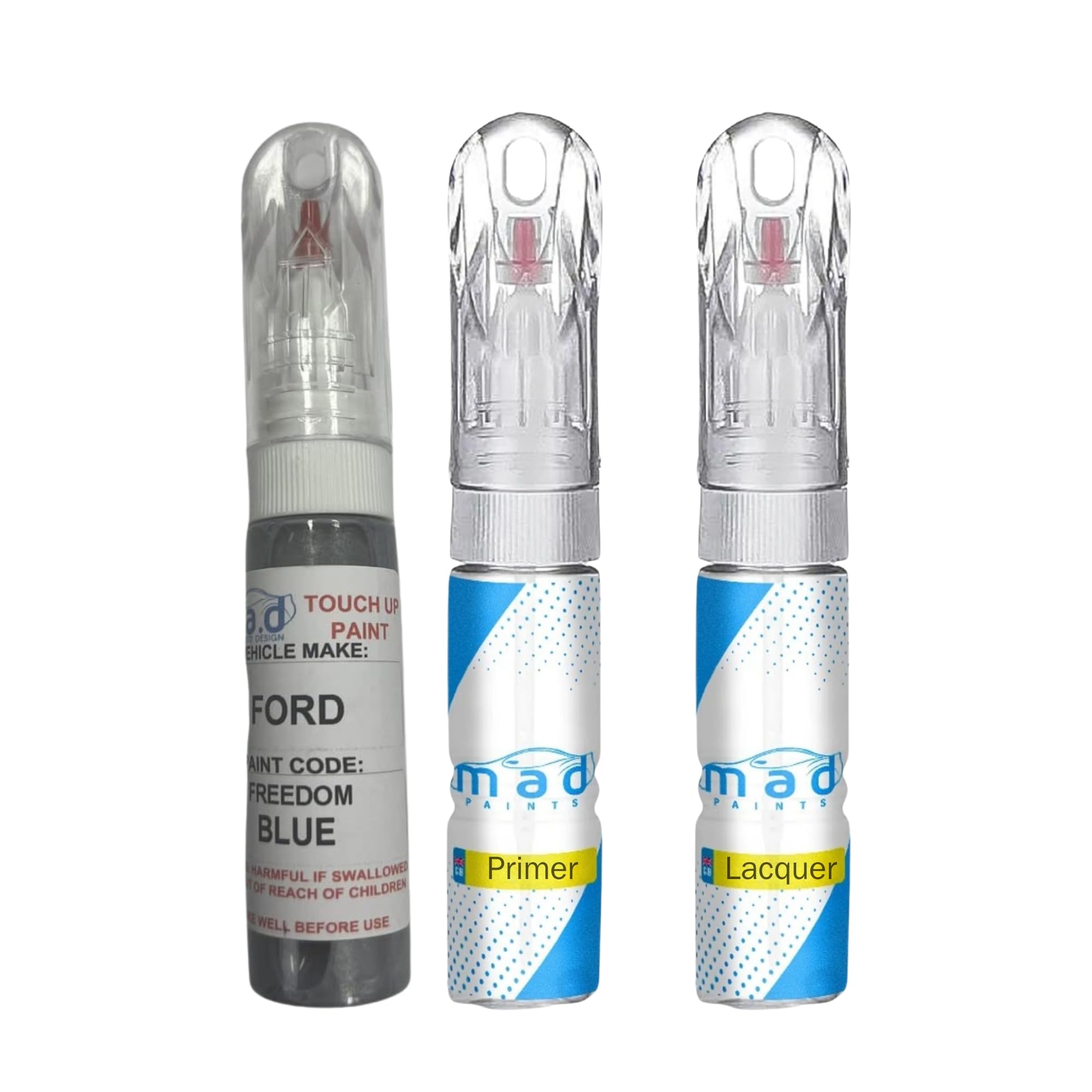 M.a.d Myldan Auto Design Paint + Primer + Lacquer M.a.d Paints Touch Up Car Paint 20Ml Pen For Ford Freedom Blue Compatible With Fiesta Focus Kuga Etc (Paint + Primer + Lacquer)