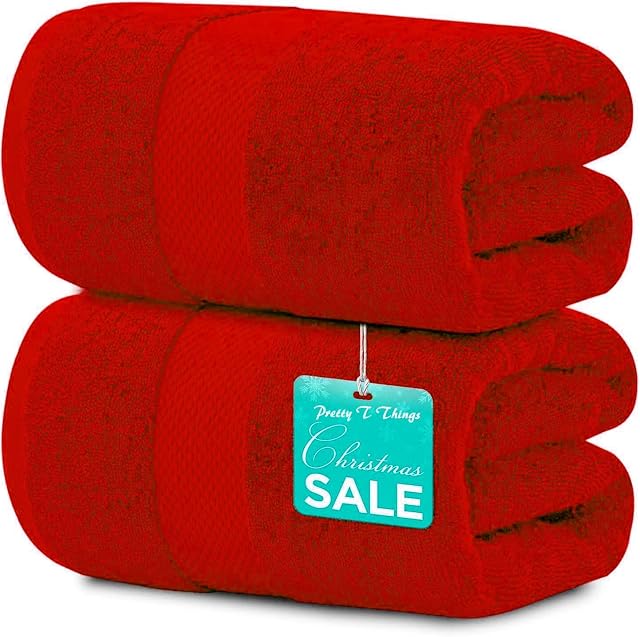Pretty T Things 2 x Super Jumbo Bath Sheets 100% Egyptian Cotton Extra Large Bath Sheet Towels 100 x 200 cm (Orange)