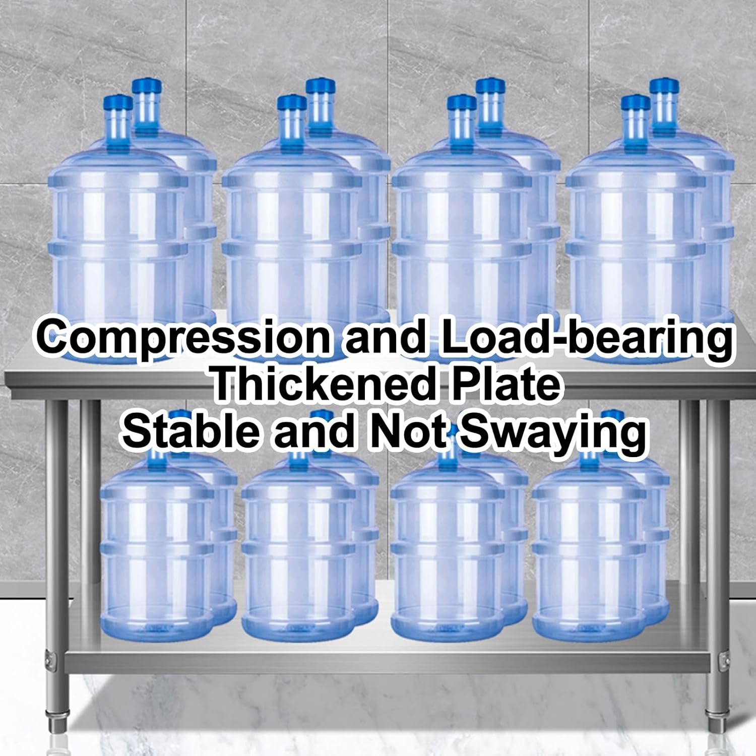 Heavy Duty Stainless Steel Work Table with 2 Shelves - Metal Food Prep Station for Kitchen, Garage, Home & Warehouse - Durable 80x50x80cm (31x20x31in)