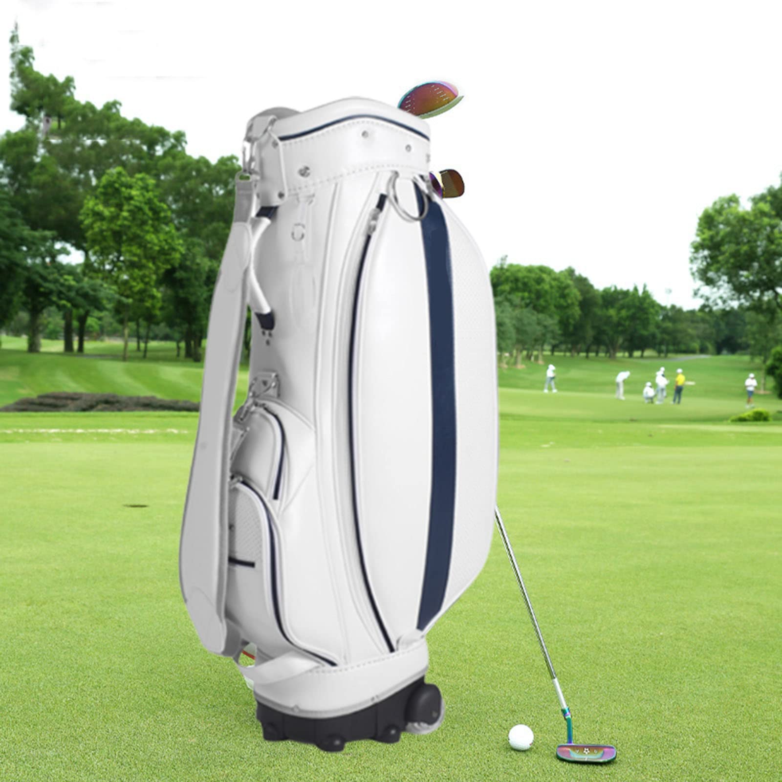 Torba na kółkach z kółkami, lekka torba na wózek golfowy, torba golfowa, górna komora, wyściełane paski na ramiona (Black)