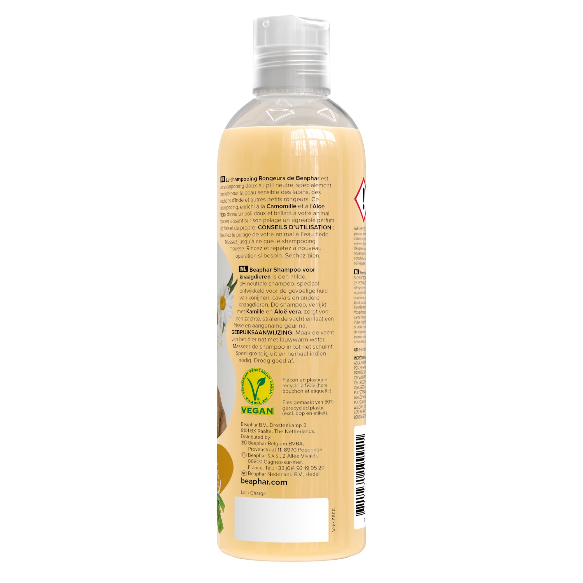 BEAPHAR – Shampooing Essentiel pour Lapin, Cochon d'Inde et Petits Rongeurs – Extra-Doux – Contient Camomille et Aloe Vera – sans parabène ni Silicone – pH Neutre – Produit Vegan – 250 ML