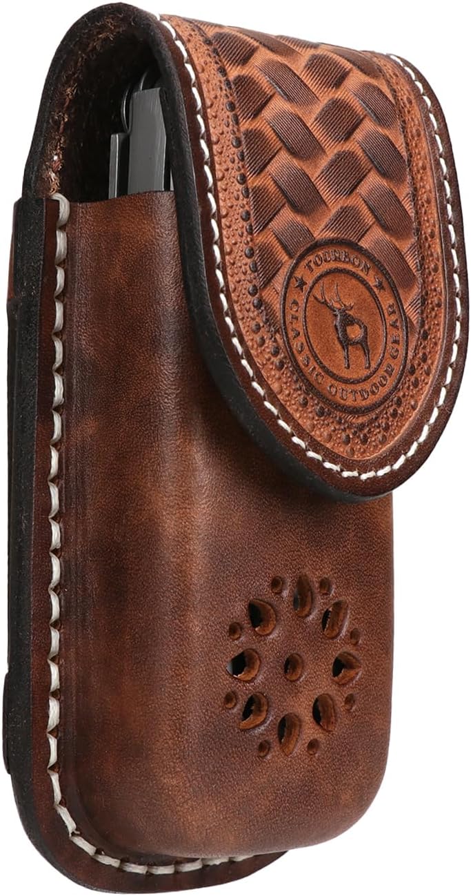 Tourbon Multitool Sheath with Belt Loop One-Piece Molded Leather Knife Pouch ...