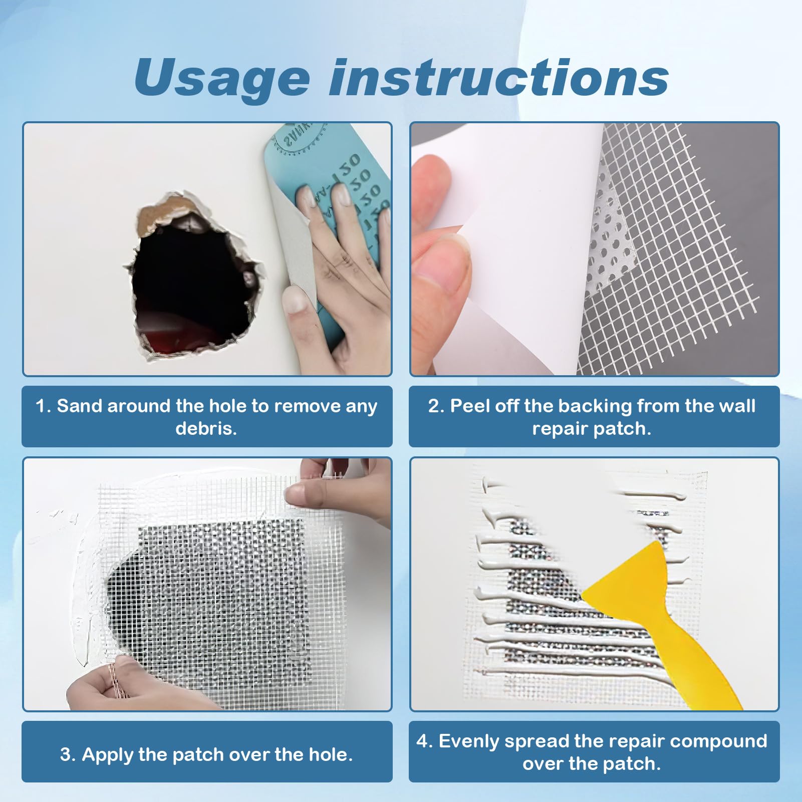 10 Parches Reparación Pared de Aluminio Autoadhesivo 4 x 4 Pulgadas Parches Malla Fibra de Vidrio para Trabajo Pesado en Yeso y Paneles de Yeso Parchers para Fijar Agujeros Paredes y Techos Dañados