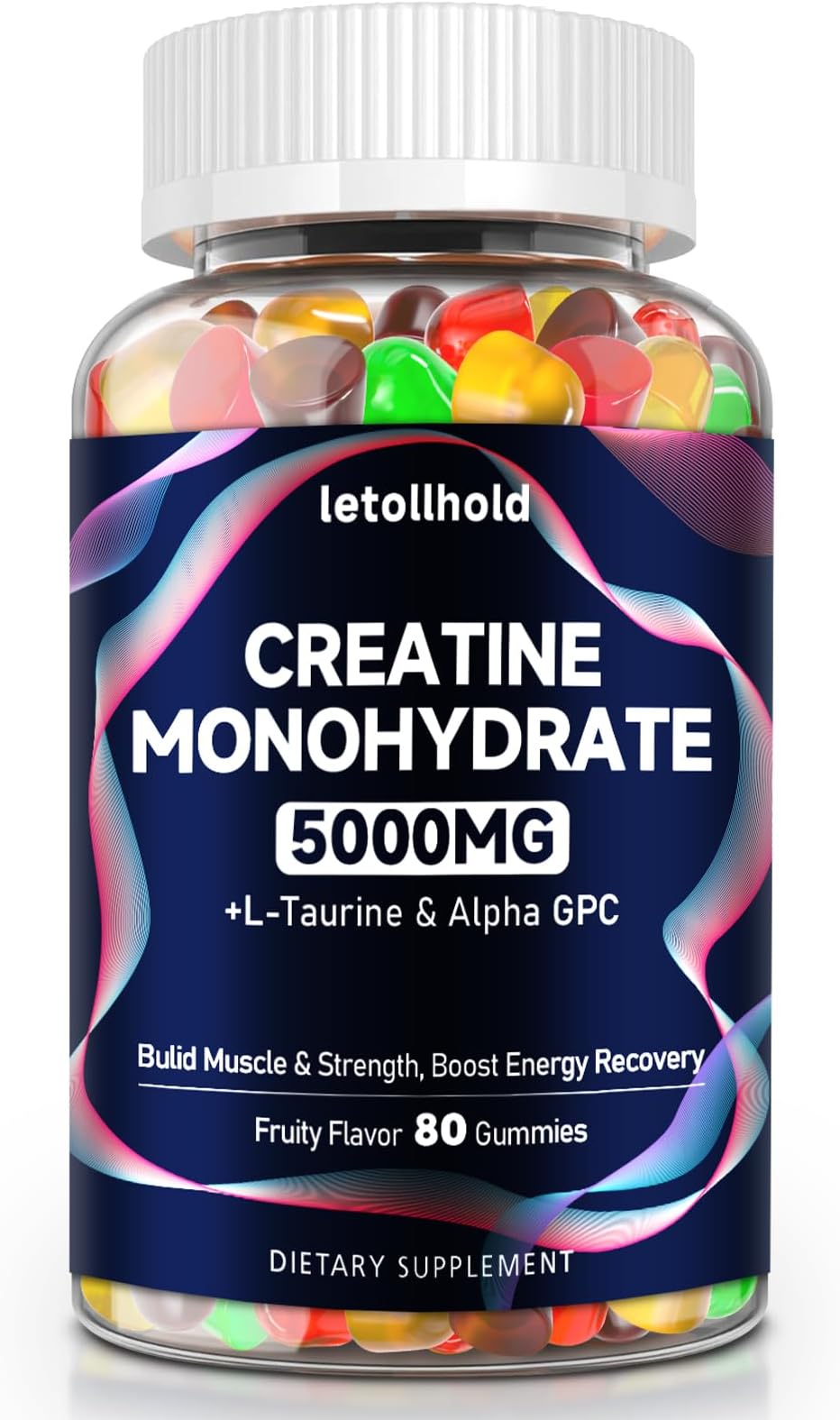Creatine Monohydrate Gummies 5g for Women & Men - Creatine Gummies for Women Pre Workout Chewables with L-Taurine & Alpha GPC, Sugar-Free Muscle Builder, Vegan Non-GMO, Energy Boost(80 Count)
