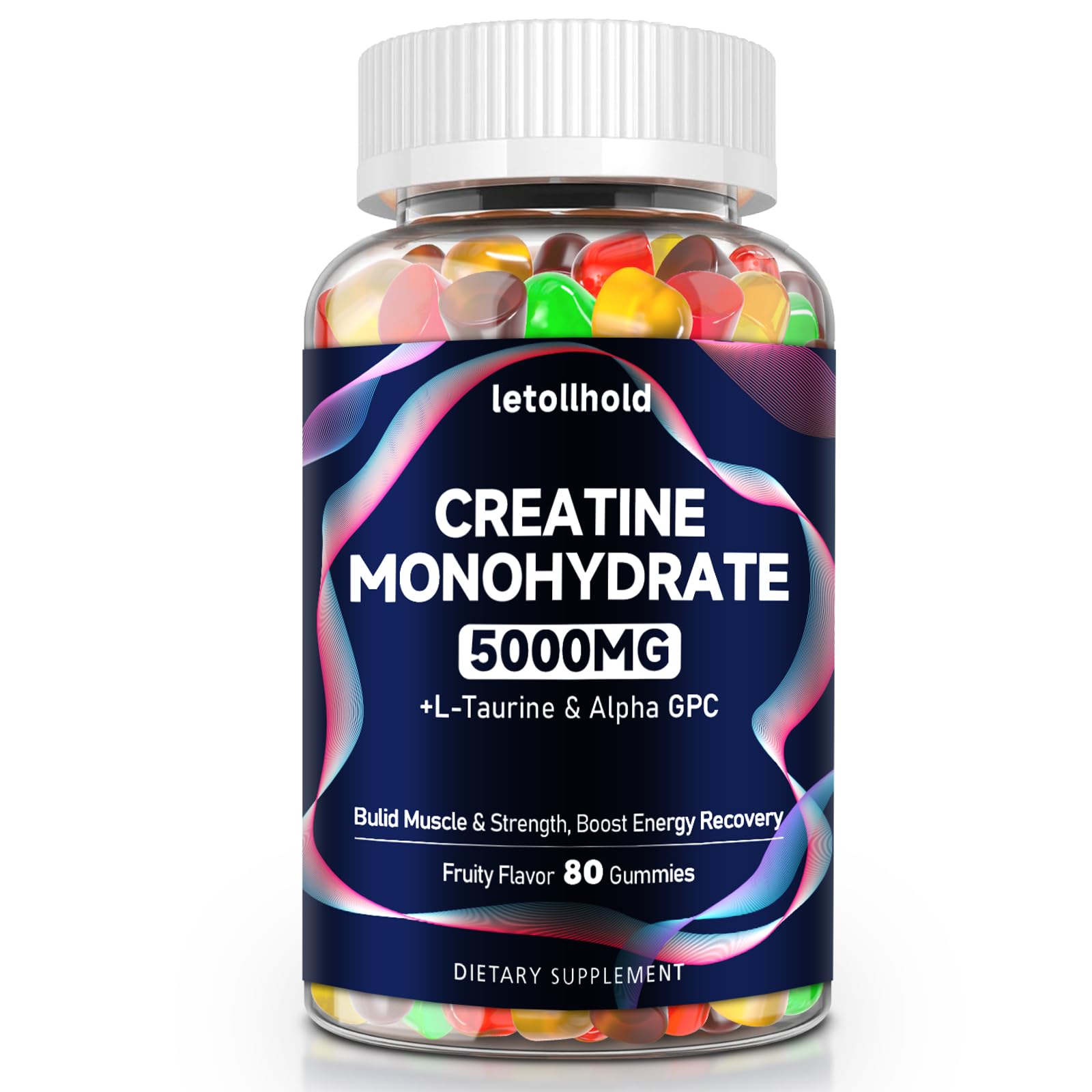Creatine Monohydrate Gummies 5g for Women & Men - Creatine Gummies for Women Pre Workout Chewables with L-Taurine & Alpha GPC, Sugar-Free Muscle Builder, Vegan Non-GMO, Energy Boost(80 Count)