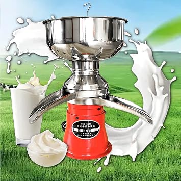 Dairy Electric Fresh Milk Cream Separator Cream Separator, 10500RPM Milk Cream Centrifuge 50L/h Goat Milk Camel Milk Separator 200W, 304 Stainless Steel, Cow Cream Separator, Suitable for Dairy FA