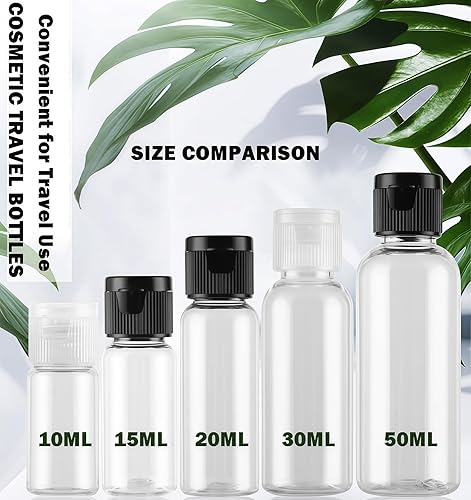 Miniatura 8 de Paquete de 30 botellas de viaje vacías de plástico de 0.7 onzas con tapa abatible, recipientes cosméticos para lociones, champús y aceites de masaje