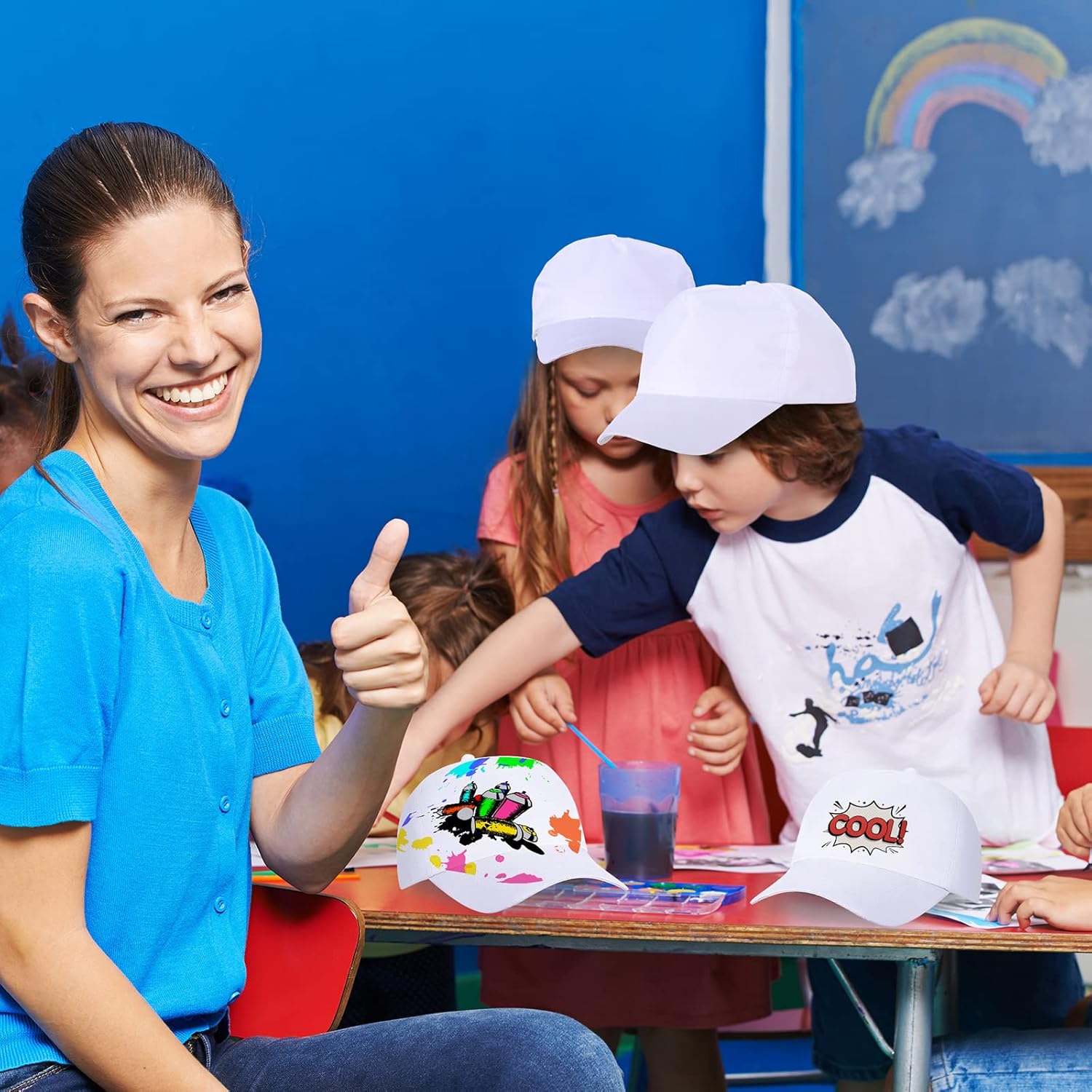 JaGely 30 Pcs DIY Baseball Caps Creative Painting Adjustable Outdoor Sports Caps for Camp, Birthday Party, Painting, Activity - Image 7