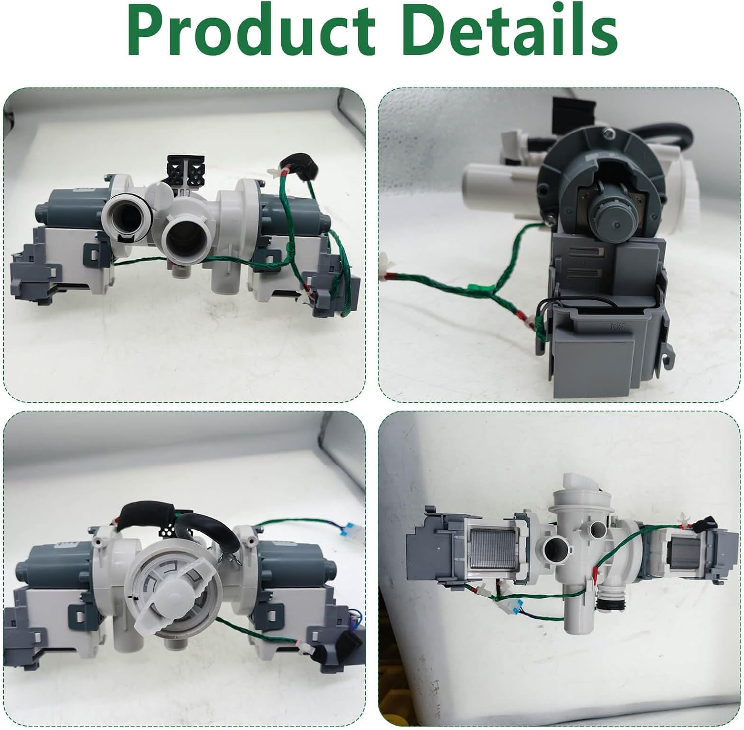 DC97-15974C Washer Drain Double Pump Motor Compatible with Samsung WF Series | Replace PD00002016, 2024992 ，AP5324683, PS4221218, EAP4221218