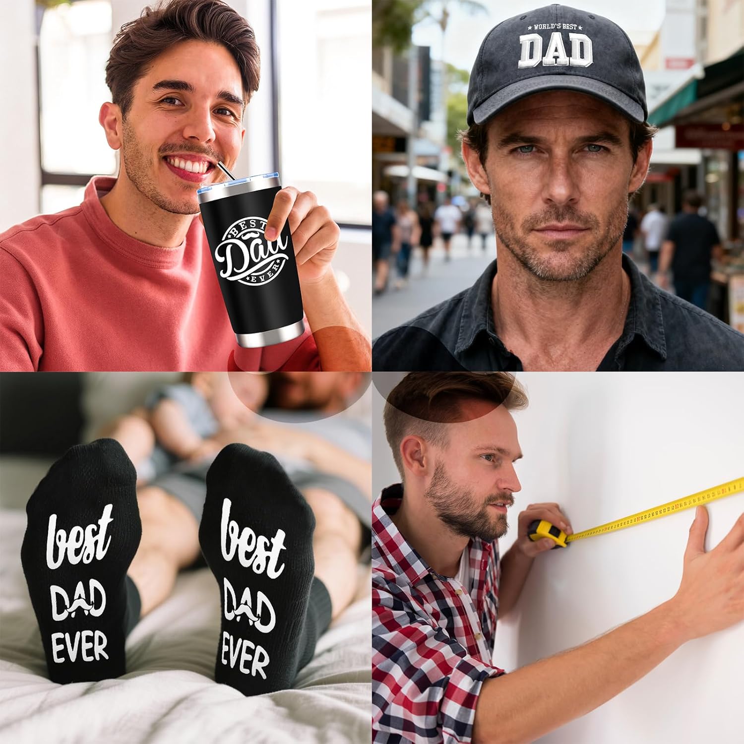 11 Pcs Best Dad Ever Gift, Father's Day Gifts, Dad Gifts for Men with 20 Oz Tumbler Socks Baseball Cap Tape Measure Bracelet Wallet Card Keychain, Fathers Day Birthday Christmas Gift for Dad Husband - Image 5