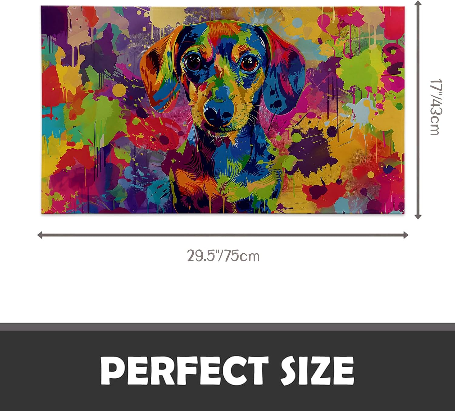 Pop Art Dachshund Indoor Door Mat, 17x29.5 Inch, Floor Area Rug for Entryway, Living Room, or Bathroom, Non-Slip Doormat, Colorful Dachshund Dog Home Decor Rug Gifts