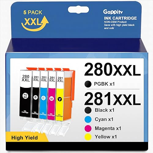 Cartuchos de tinta 280 281 negro/color XXL compatible con Canon PGI-280XXL CLI-281XXL Reemplazo para PIXMA TR8520 TS6320 TS9120 TS6220 TR7520 TR8500