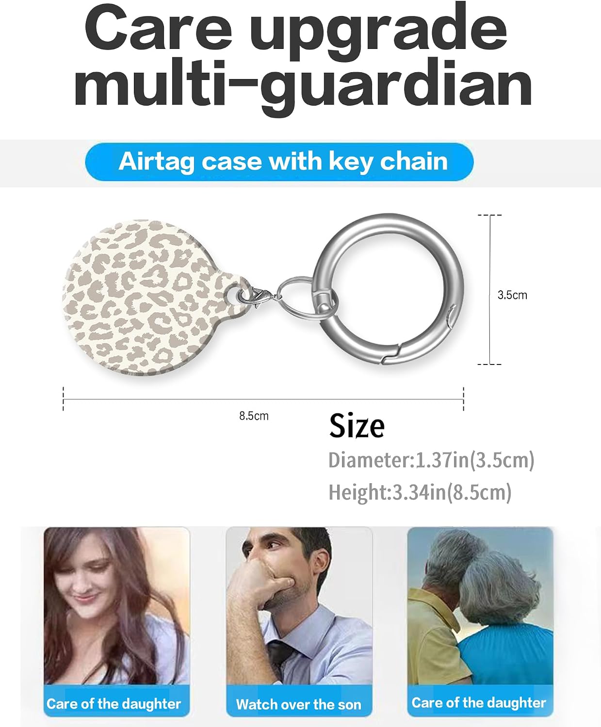 ANDRIU Compatible with Case Airtag Cover,Scratch-Resistant Cover with Loop Keychain Holder, Replacement Tracker Case for Wallet, Luggage, Dogs, and Pets(Beige Leopard) image 2