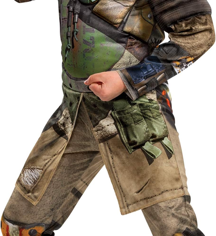 Disguise Apex Legends Bloodhound Costume, Video Game Inspired Muscle Padded Jumpsuit and Mask, Child Size Large (10-12)
