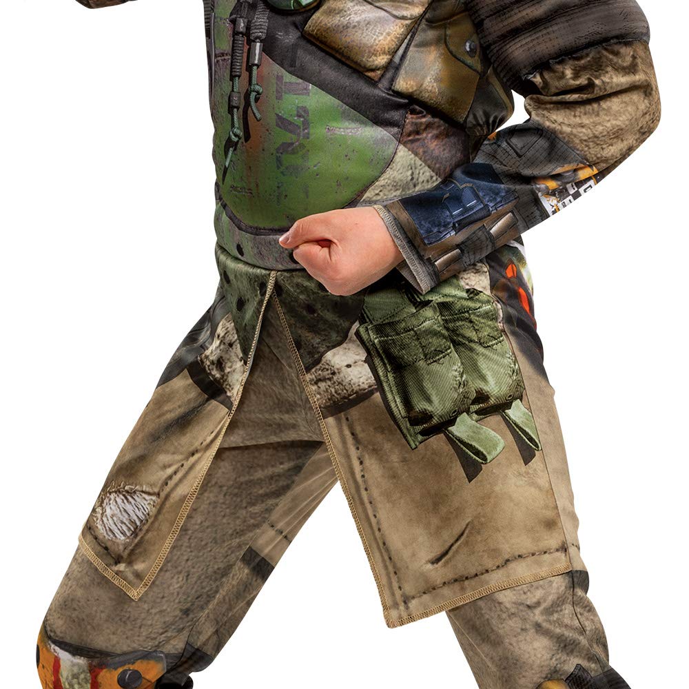 Disguise Oficjalny Strój Bloodhound z Apex Legends dla Dzieci, Brązowy Kombinezon z Mięśniami i Maską