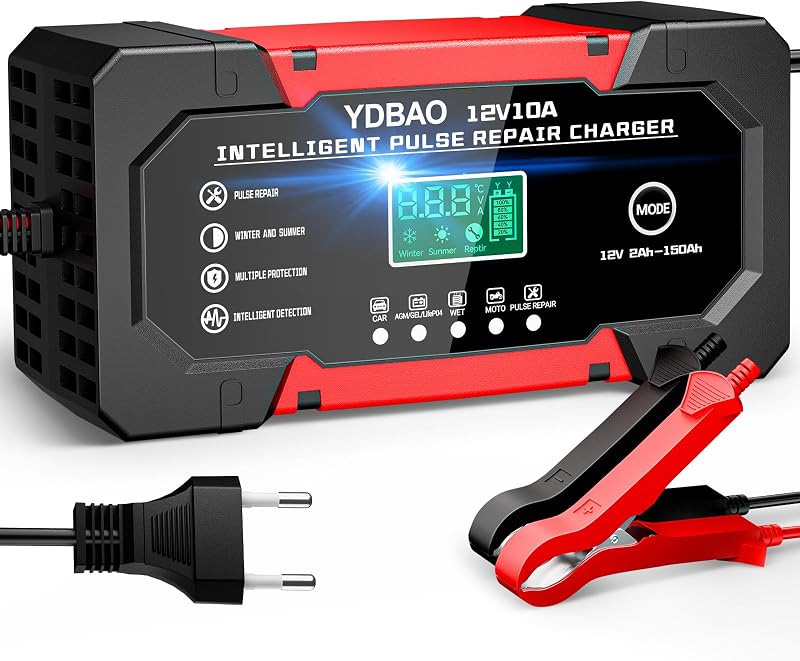 Caricabatterie Auto 10A 12V per Auto Moto AGM LiFePO4 | Carica Batteria per Auto Moto 5…