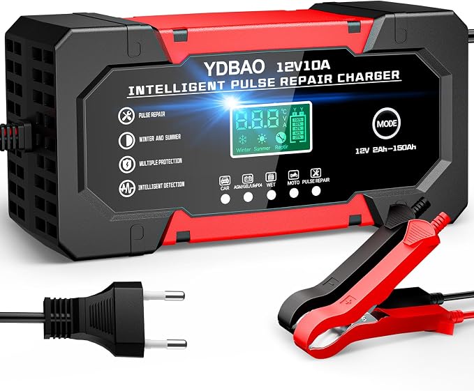 YDBAO Prostownik Samochodowy 12V 10A LiFePO4 AGM GEL WET