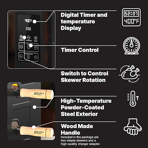 Miniatura 5 de Horno asador eléctrico Brazilian Flame VOLTA  Parrilla vertical de encimera con pinchos giratorios automáticos Shawarma Grill Machine Meat Kebab