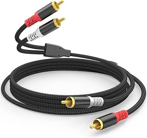 Miniatura 9 de HOSONGIN Cables RCA de 6.6 pies, paquete de 2 [sonido de alta fidelidad, trenzado de nailon, blindado], cable auxiliar de audio estéreo RCA de 2