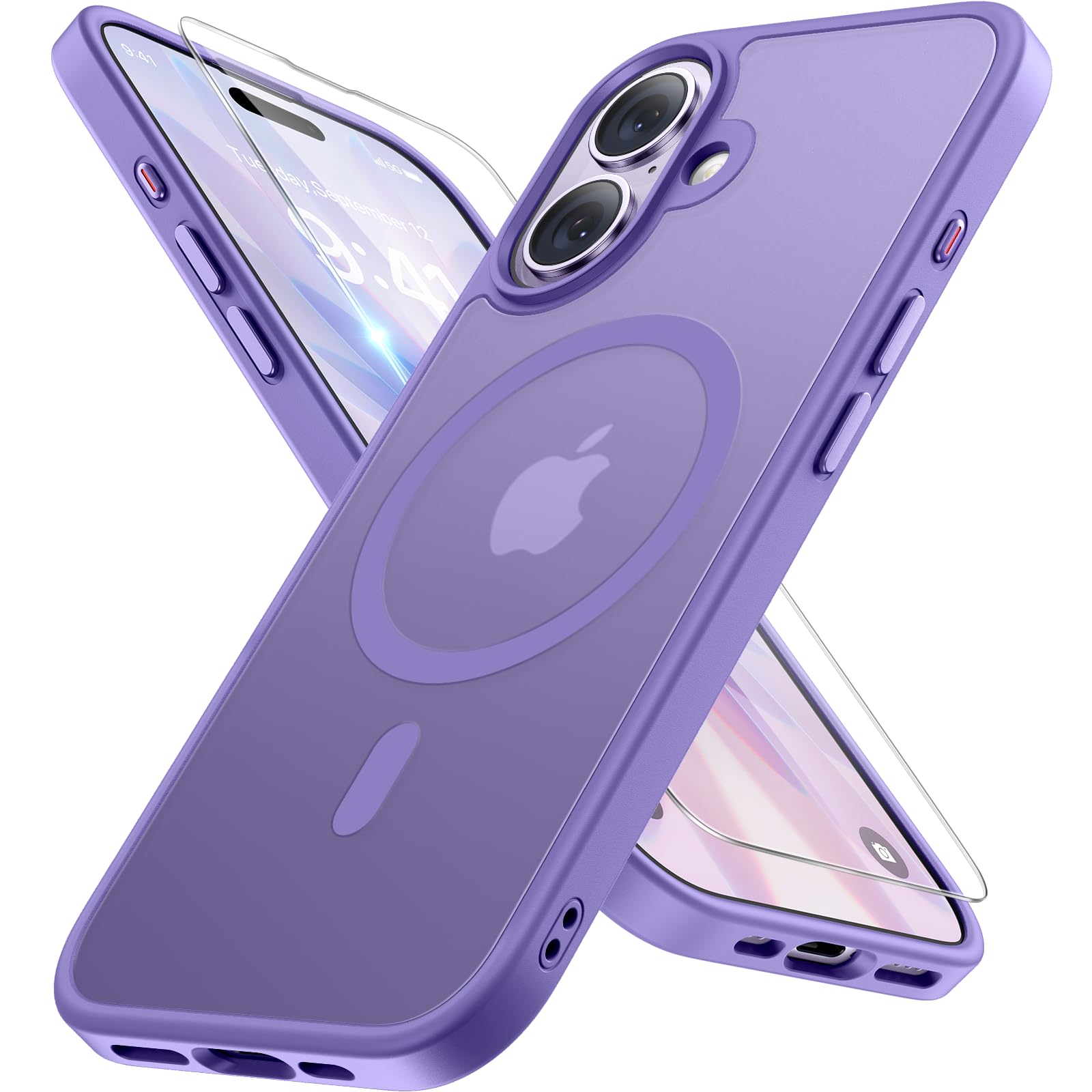 Miracase for iPhone 17 Pro Max Case with MagSafe [with 9H+Screen Protector] Military-Grade Protection Shockproof Scratch-Resistant with Velvet Touch for iPhone 17 Pro Max Cover 6.9", Matte-Deep-Blue — view 106
