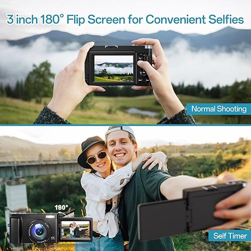 Miniatura 7 de Cámara digital 4K para fotografía, enfoque automático, cámara de vlogging de 48 MP para YouTube con tarjeta SD 16X Zoom digital Cámara compacta,