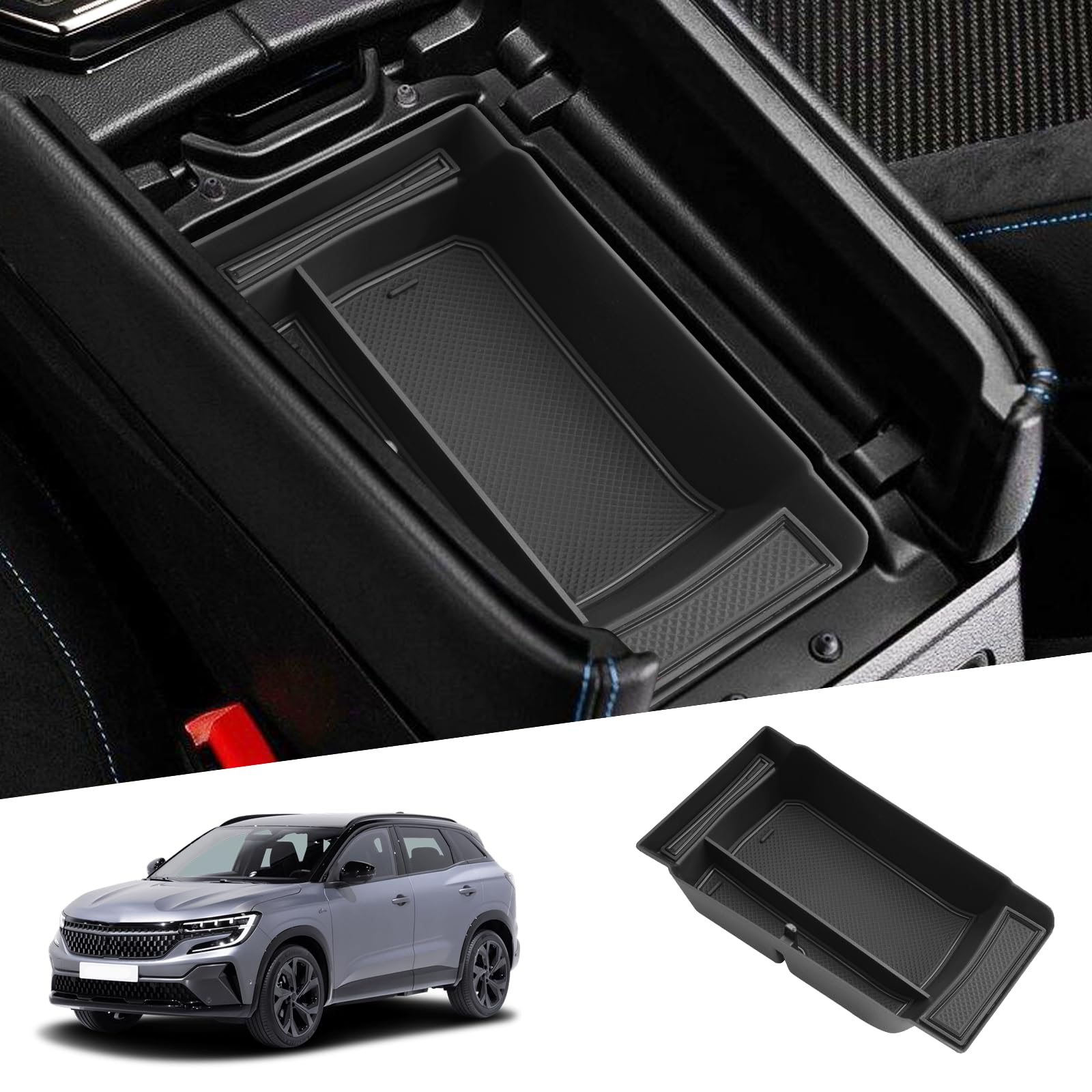 SHAOHAO Compatible with Renault Austral 2023 2024 2025 UK Car Centre Console Armrest Storage Box Centre Armrest Organiser Tray Multifunctional Glove Box Renault Austral Accessories