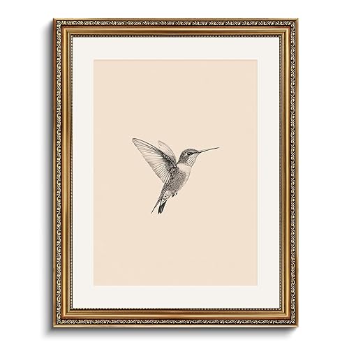 VIYYIEA Gold Framed Hummingbird Wall Art, Minimalist Canvas Wall Decor,