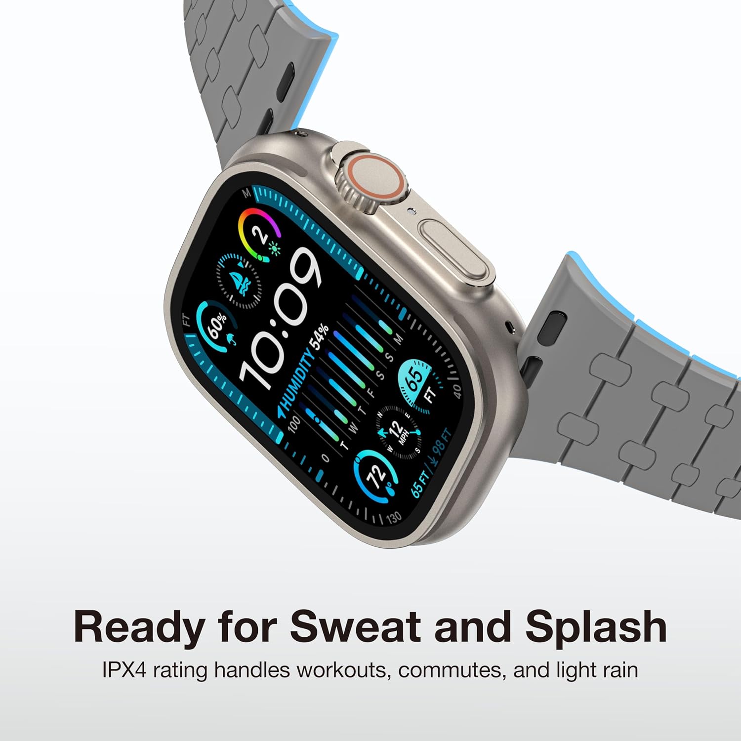 AMAZINGthing for Apple Watch [Smoothie Sport Silicone] iWatch Bands Waterproof Sport Strap for Ultra 3/2/1, Series 11/10/9/8/7/SE/6/5/4/3/2/1, 40/41/42/44/45/46/49mm, Secure Magnetic Closure, Grey