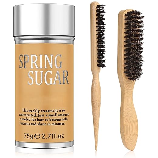 Hair Wax Stick & Boar Bristle Hair Brush – Edge Control & Flyaway Tamer Slick Back Hair Brush for Women Men Kids, Suitable for All Hair Types, Sleek Styles, Ponytails, Buns & Baby Hairs