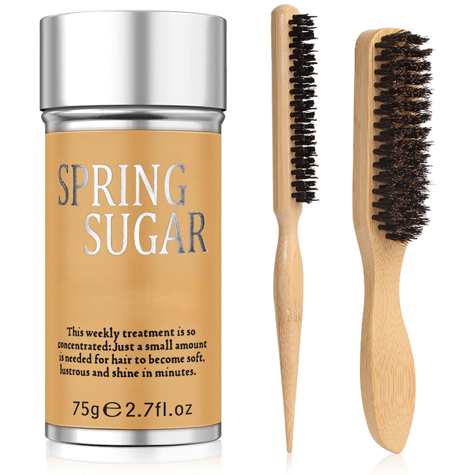 Slick Back Bâton de cire pour cheveux et brosse en poils de sanglier – Contrôle des bords et dompteur Flyaway pour tous les types de cheveux, styles élégants, queues de cheval, chignons et cheveux de