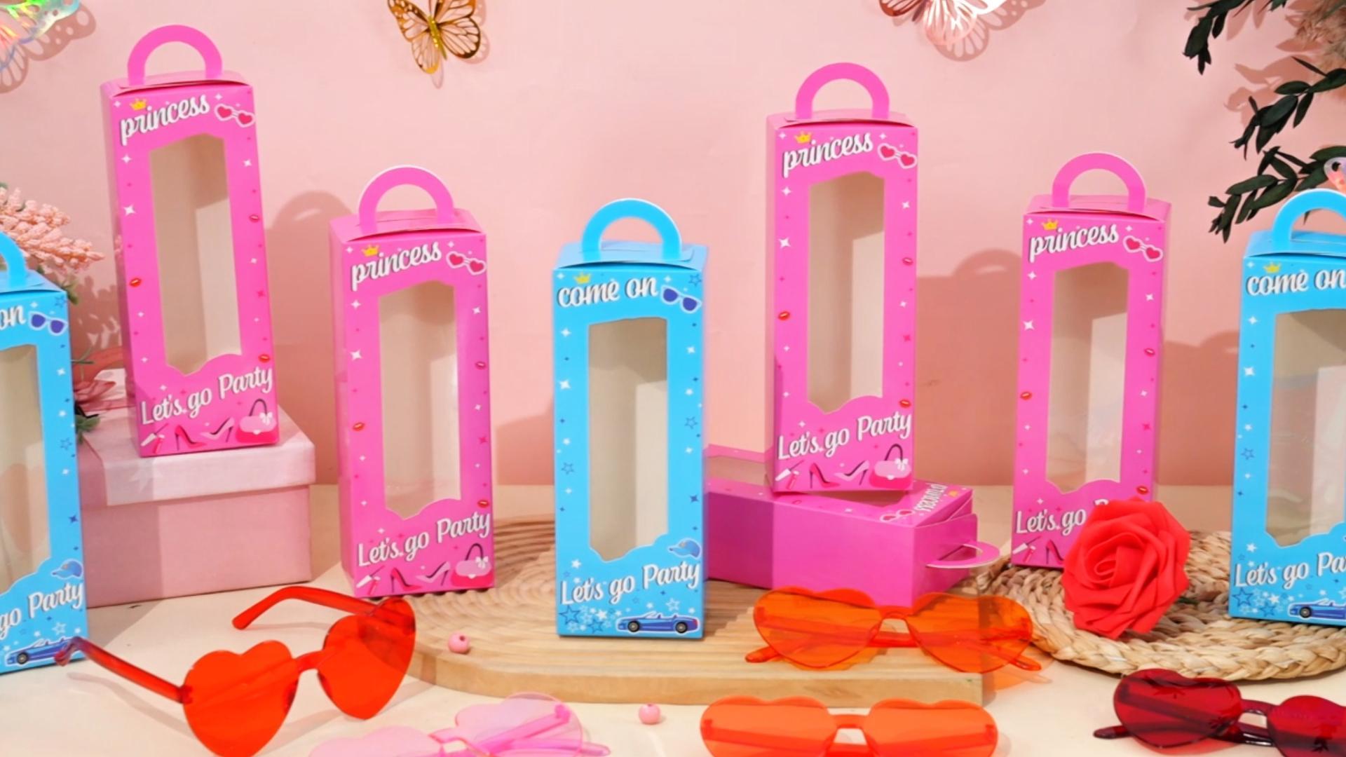 Amazon.com: 24 Pcs Hot Pink Girl Party Boxes Pink and Blue Doll