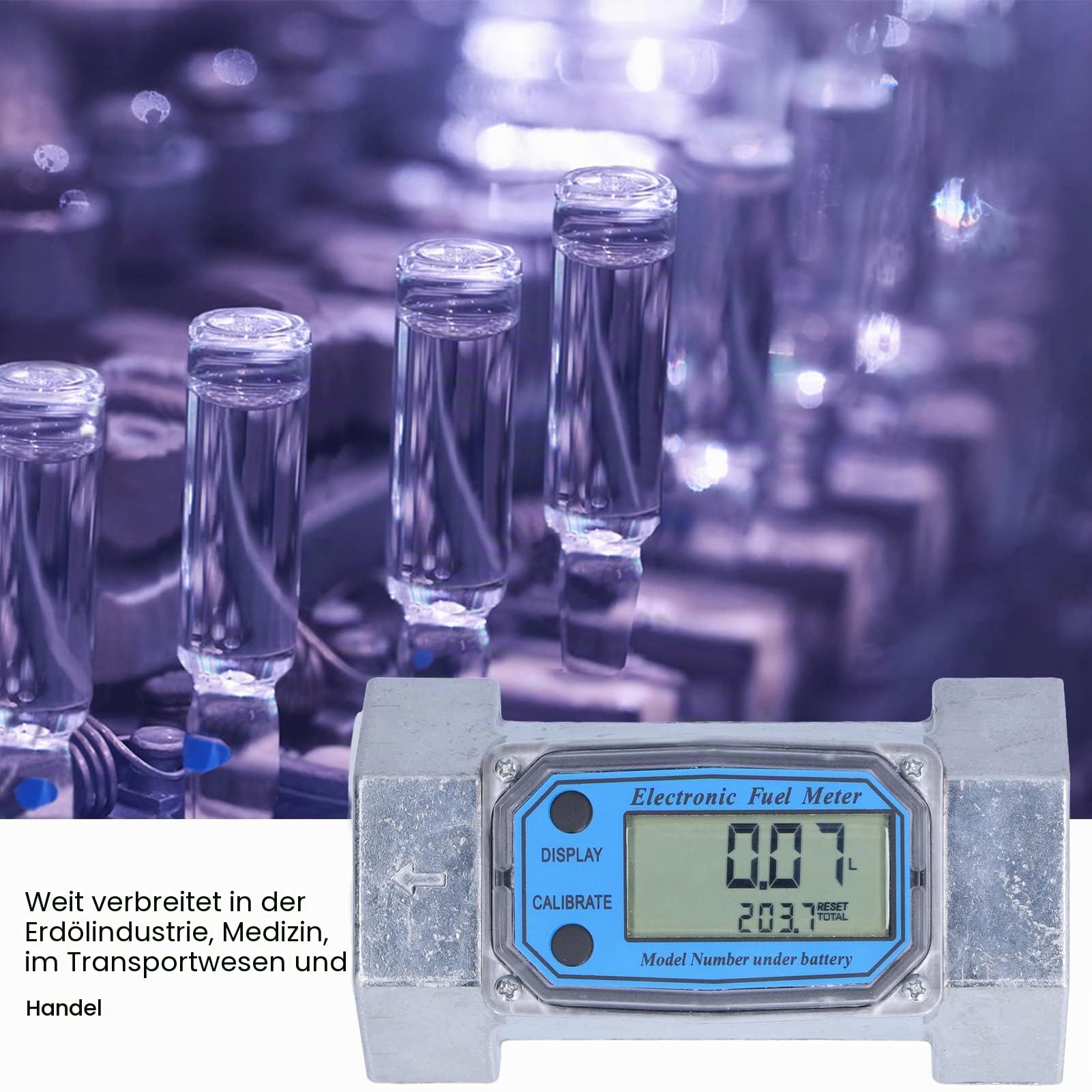 2-Zoll-Turbinen-Durchflussmesser, 35 Bis 200 l/Min. Elektronischer Digitaler Durchflussmesser für Kraftstoff, Flüssiges Wasser, Gasöl, 2,3 V-3,3 V LLW-50