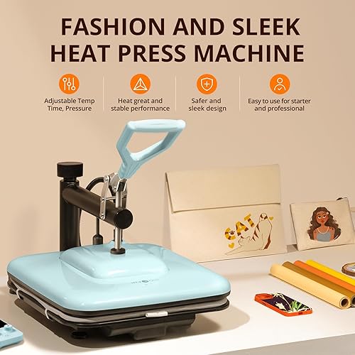 Miniatura 8 de HTVRONT - Máquina de prensa de calor para camisetas, prensa de calor 15 x 15, se calienta rápido y distribuye el calor uniformemente, prensa de