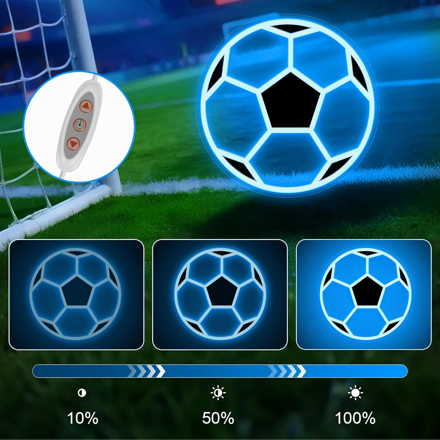 Soccer Neon Sign for Wall Decor, Dimmable LED Football Neon Light, Powered by USB Neon Sign Sports Light Up Sign for Teenager Boys Girls Kids Room Bedroom Decor - Image 3