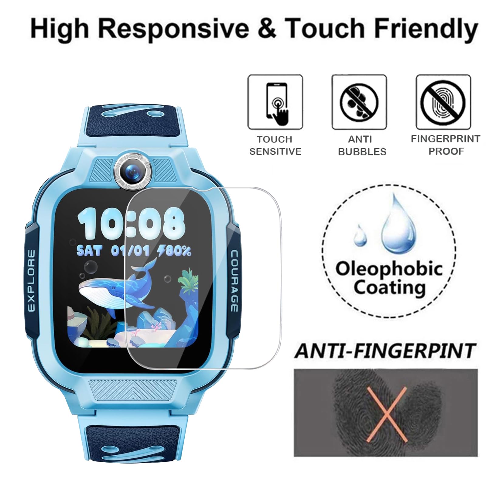Folia ochronna do zegarka imoo Watch Phone Z3, folia ochronna na wyświetlacz, przezroczysta HD [odporna na zarysowania], szkło ochronne, wysoka twardość, pełne pokrycie, folia pancerna do