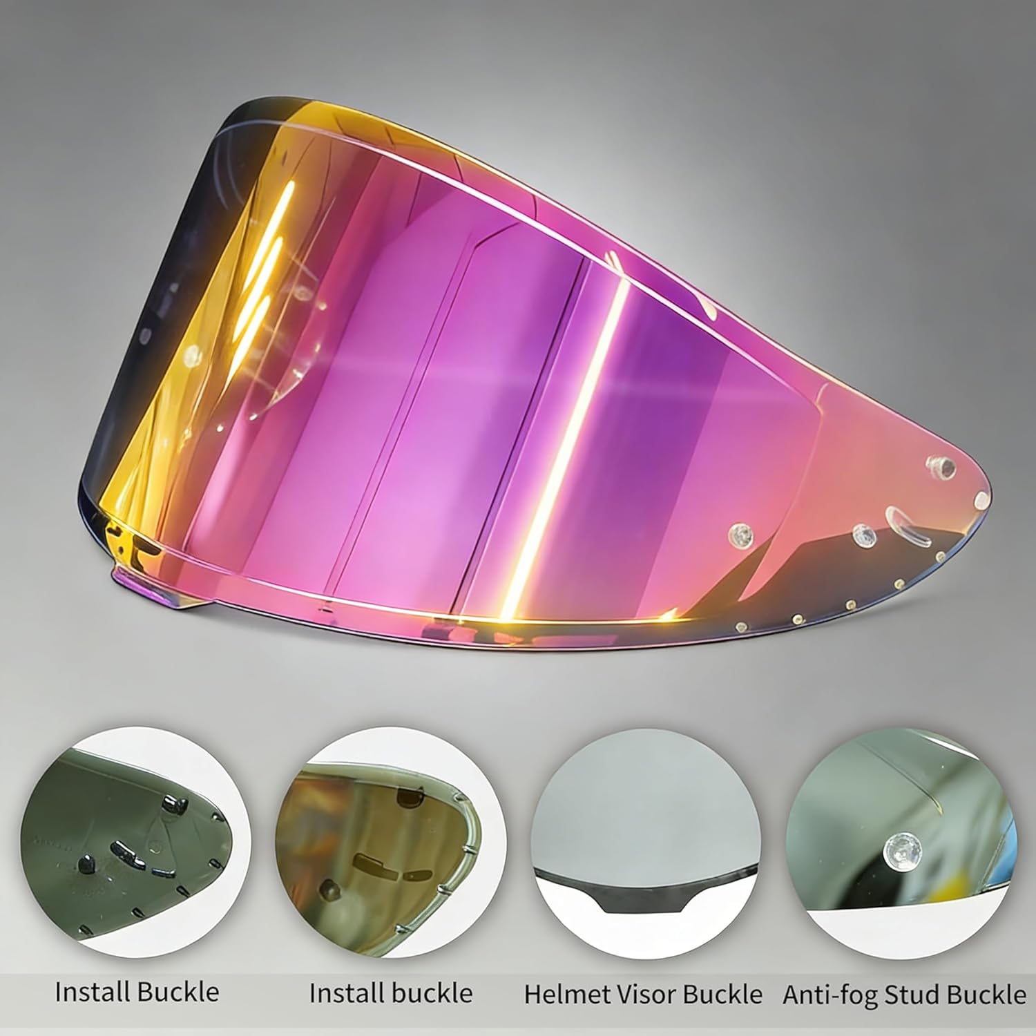 Shoei RF1400 X15 Helmet Visor Replacement Shield, Anti-Fog Sun Shield Accessory Compatible with RF-1400, X15, CWR-2, Z8, X-SPR PRO (Aurora Pink)