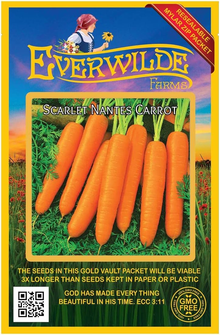 2000 Scarlet Nantes Carrot Seeds - Gold Vault Jumbo Seed Packet