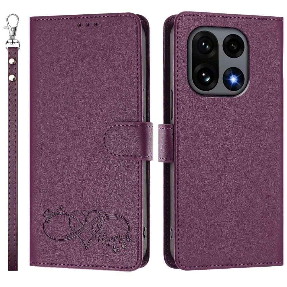 Generic Étui compatible avec Oppo Find X3 Lite (couleur : violet foncé) étui portefeuille en cuir à rabat magnétique, housse de design uni