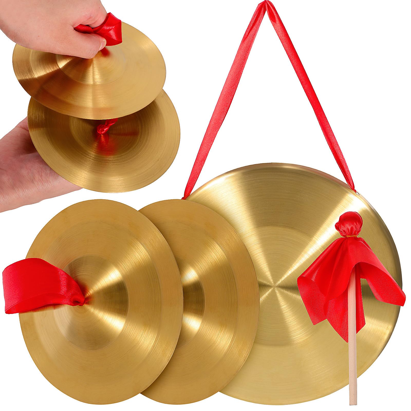 NOLITOY Ensemble de Gong en Cuivre Résistant Utilisation Fréquente 22 Cm 2 Cymbales 15 Cm, Ton Clair et Résonnant pour Orchestres et Performances Personnelles
