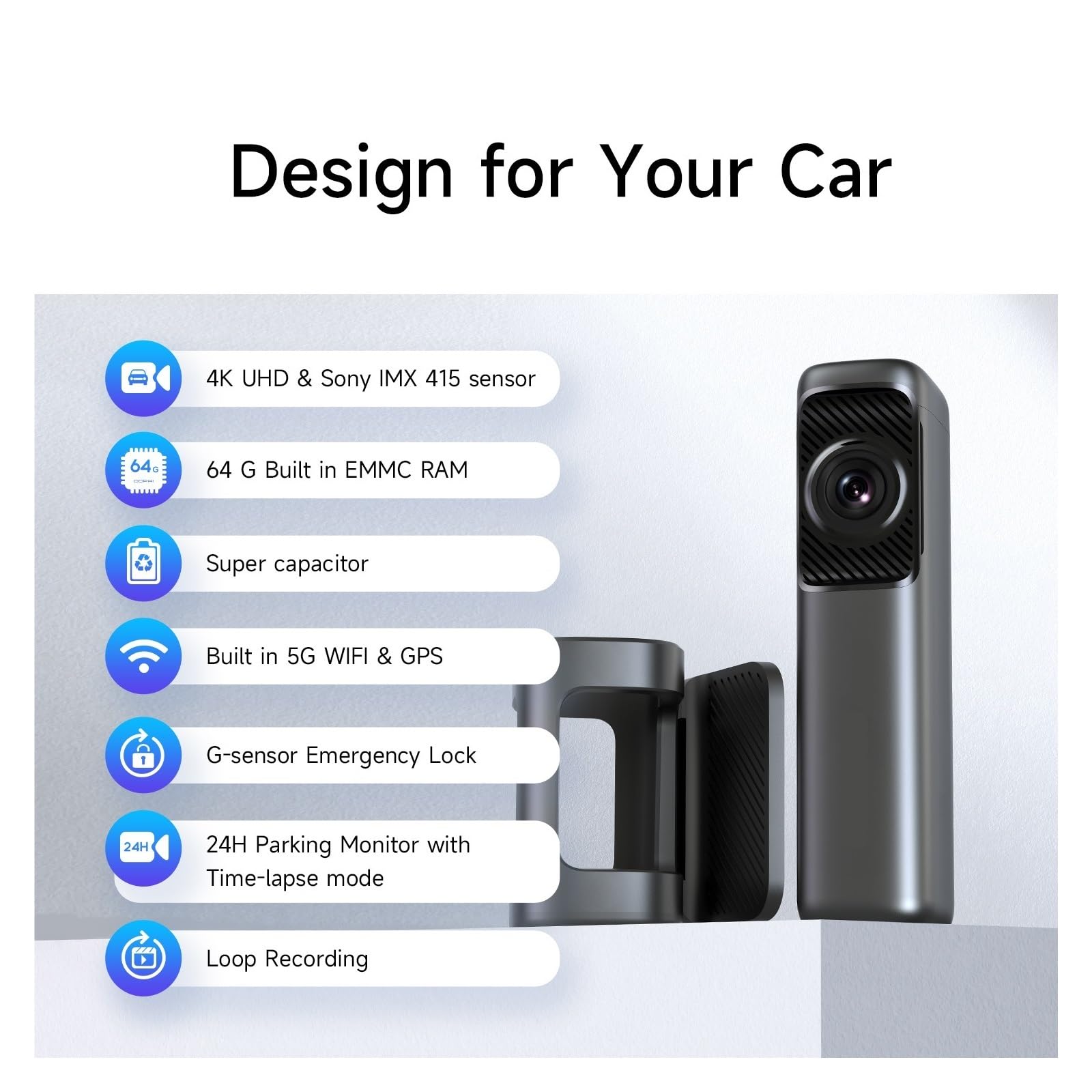 Kamera na deskę rozdzielczą Mini 2160P HD DVR samochodowa Ukryta kamera Wifi Auto Drive Vehicle Video Recorder Nagrywanie W RozdzielczośCi Ultra Hd(Mini5 Hw kit)