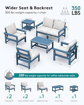 SERWALL HDPE Outdoor Patio Furniture Set Outdoor Couch